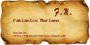 Fabianics Mariann névjegykártya